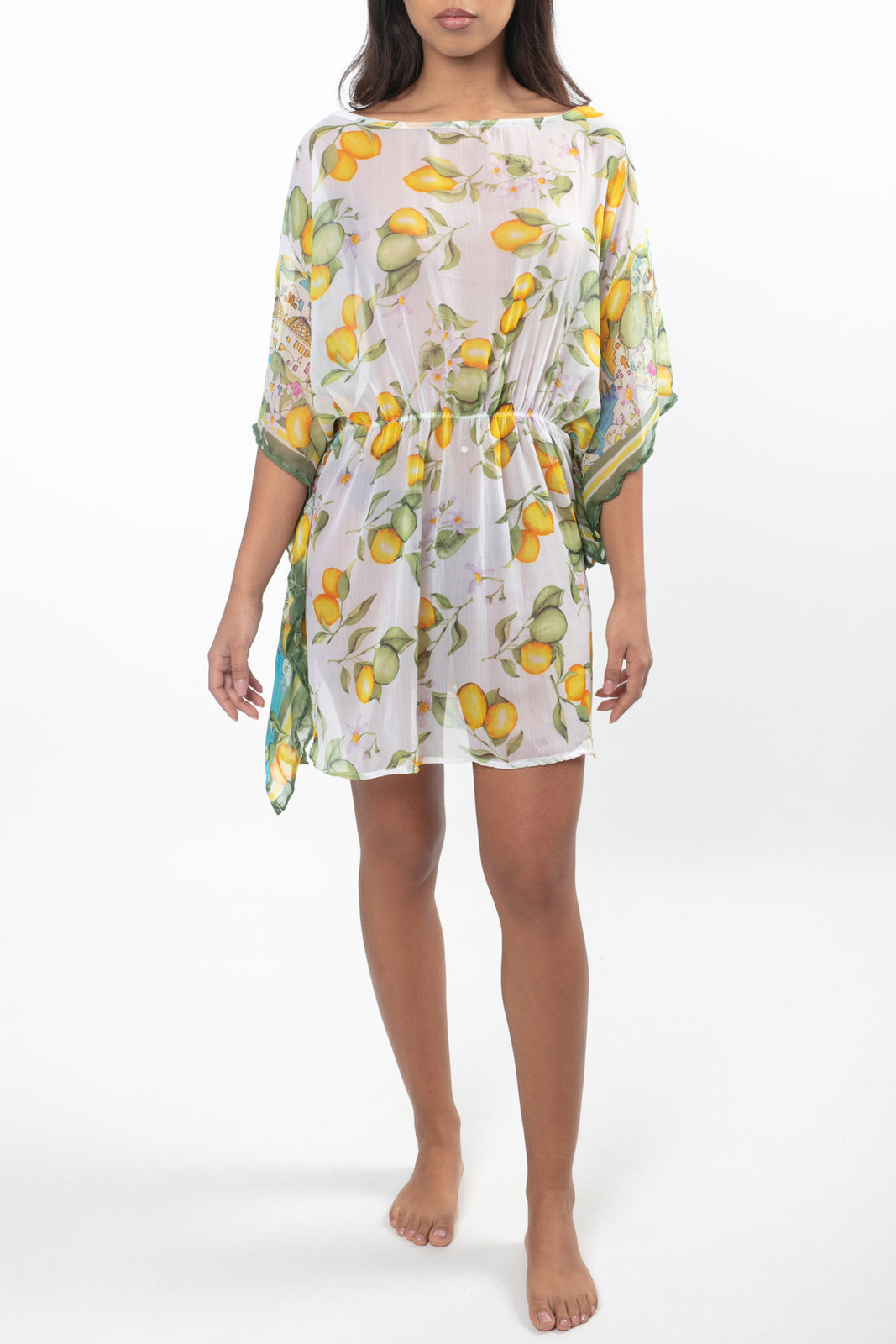 Antica Sartoria 2025 Yellow White Green Lemons Lemons  Poncho Cover Up O/S