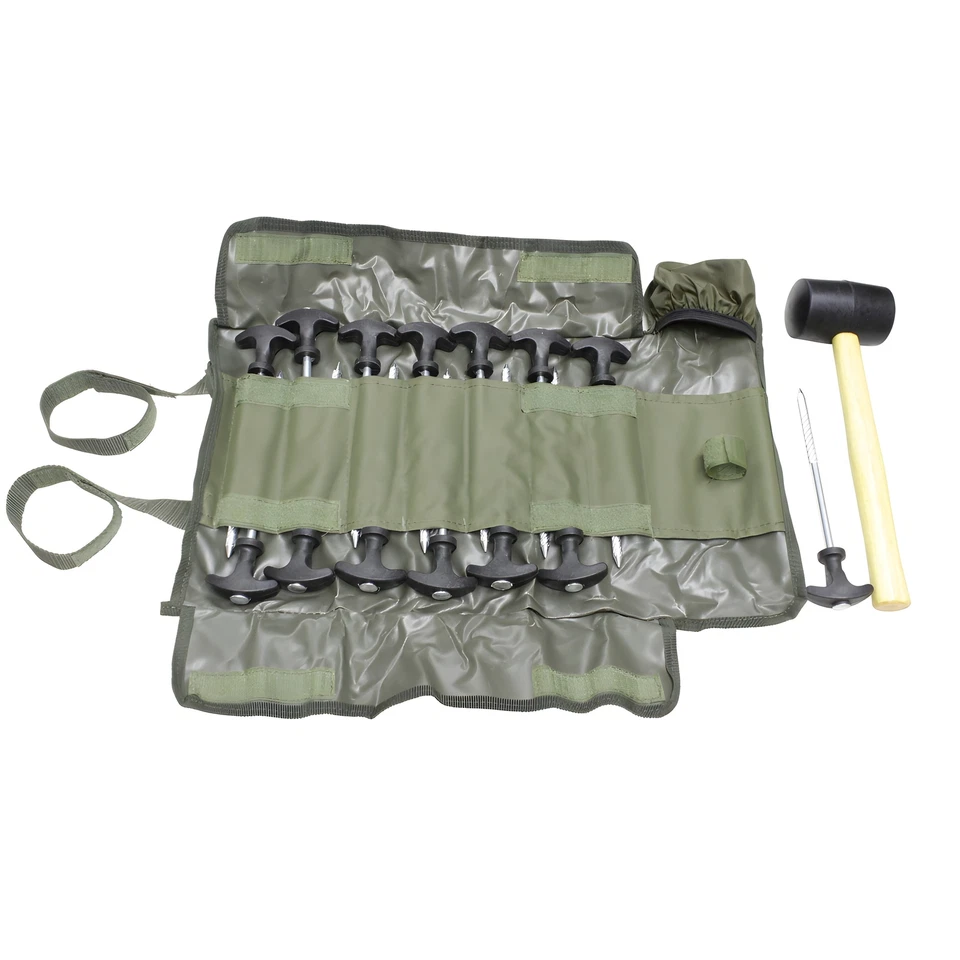 Lucx® Zelt Heringe Set + Gummi Hammer Erdnägel Set 14 Tlg. + Tasche + Hammer - Bild 4 von 4