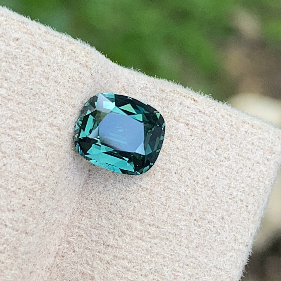 100 NATURAL MINT GREEN SAPPHIRE 1.85 CTS , WELL CUSHION ONLY HEATED