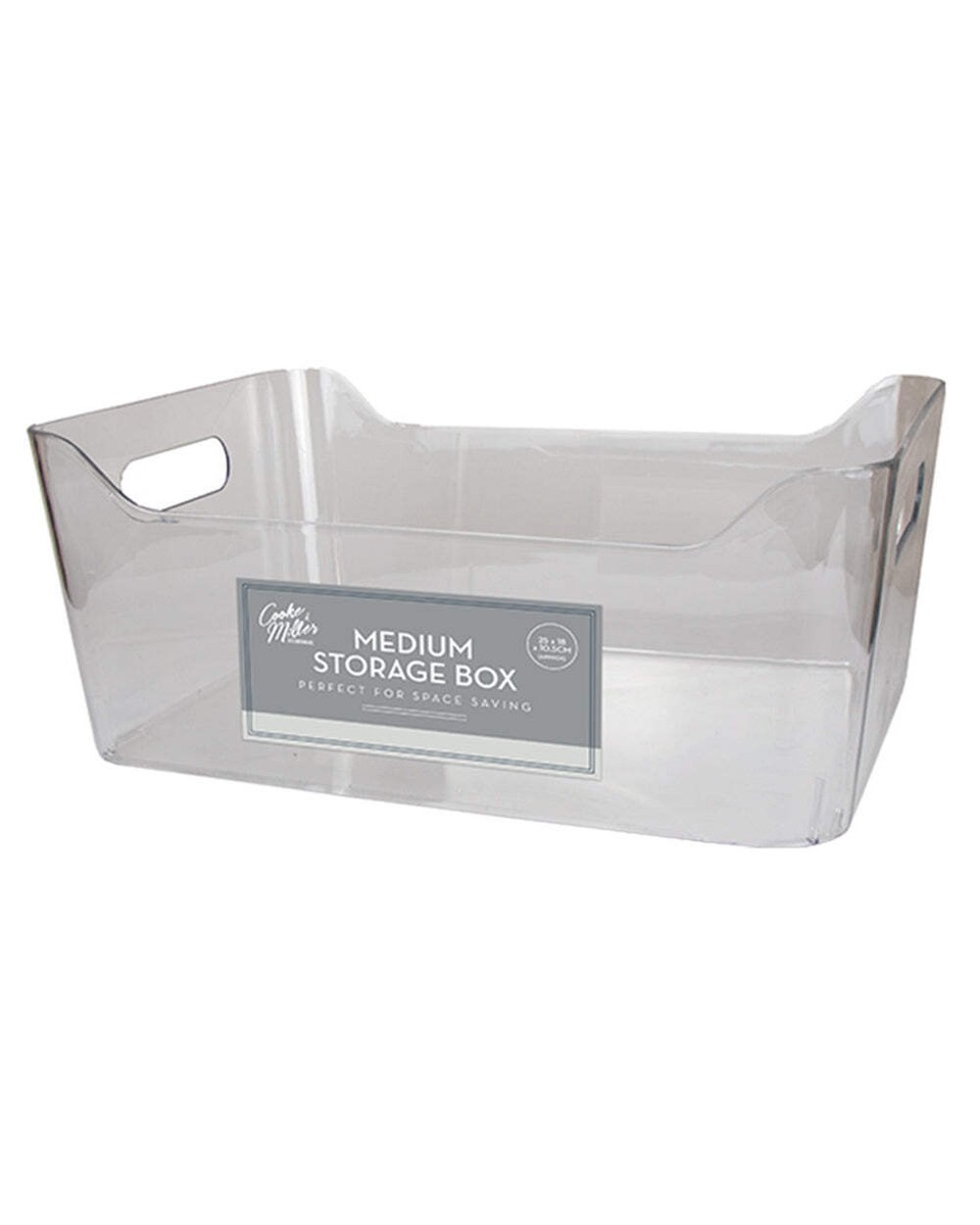 Medium Storage Box Clear Organise Home Kitchen Office Acrylic