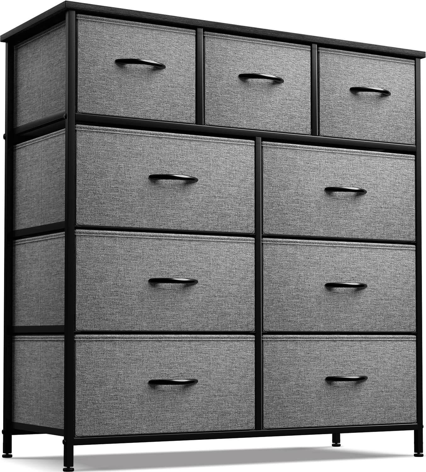 Dresser for Bedroom with 9 Fabric Drawers Wardrobe Steel Frame Assembly Closet-image