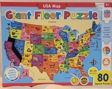 Masterpieces GIANT USA MAP Floor Puzzle/Jumbo Size 80 Piece Puzzle For Kids NIB