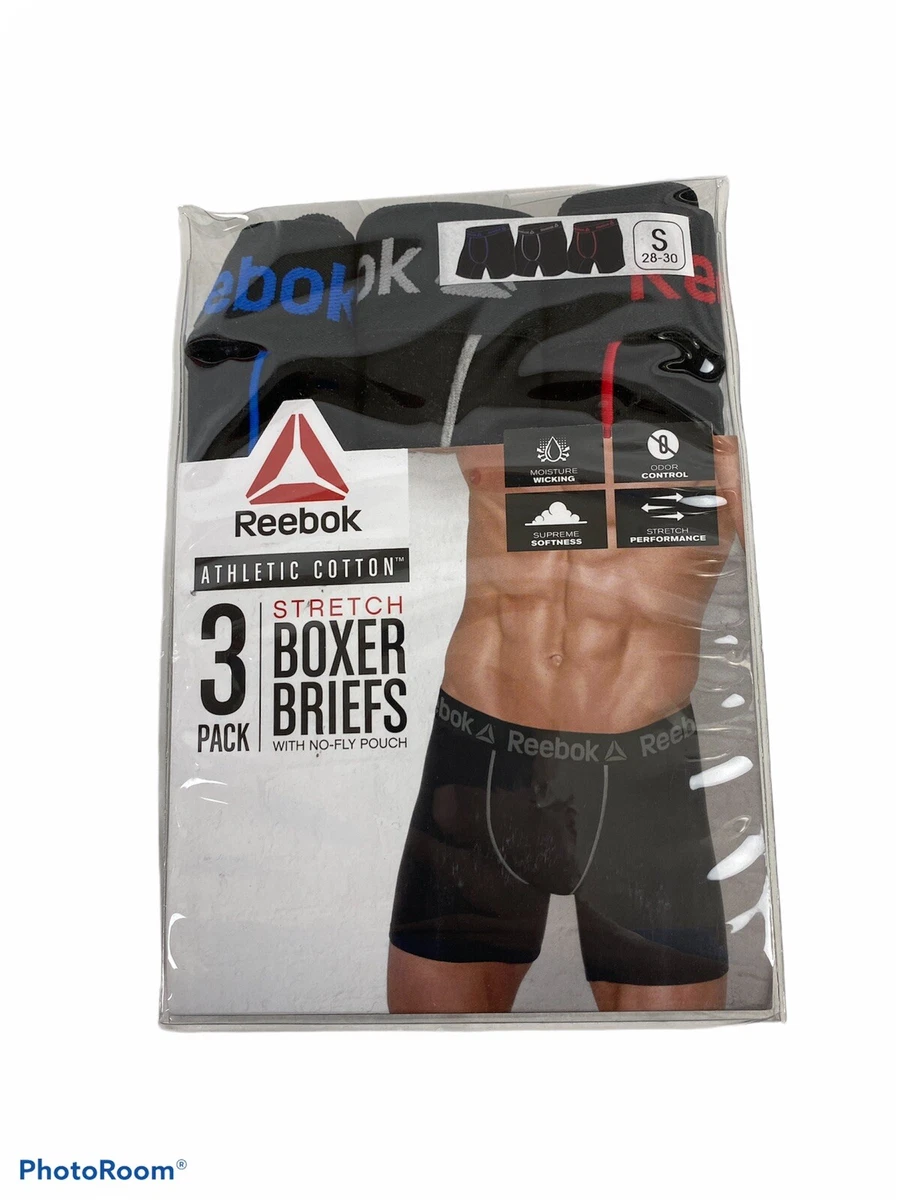 Reebok Athletic Cotton Stretch Fit Boxer Briefs With No Fly Pouch