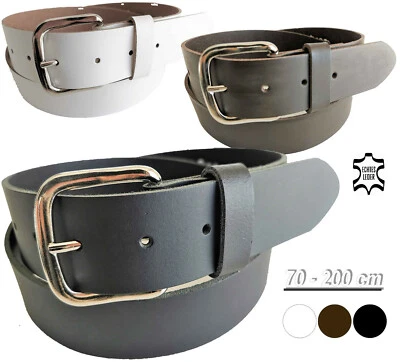 Jeansgürtel glatt Leder Gürtel Damen Herren 4 cm breit schwarz braun weiß 4cm
