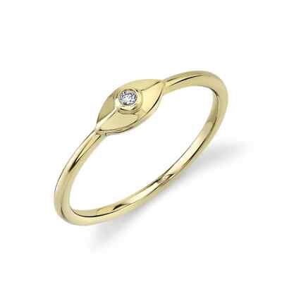 Diamant Auge Ring 14K Gelbgold All Seeing Evil Rundschliff Natur 0,02 ct