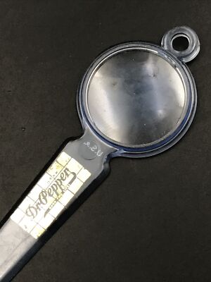 Vintage Dr. Pepper Blue Plastic Letter Opener w/ Magnifier End 1940's Logo 6.25''