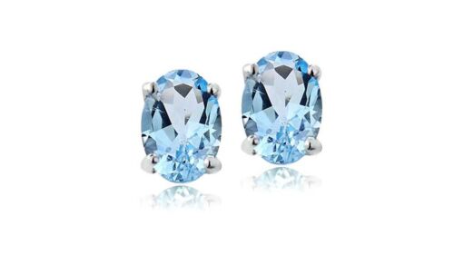 925 Sterling Silver 6mm Oval Cut Cubic Zirconia Stud Earrings -  All Colors - Picture 1 of 47