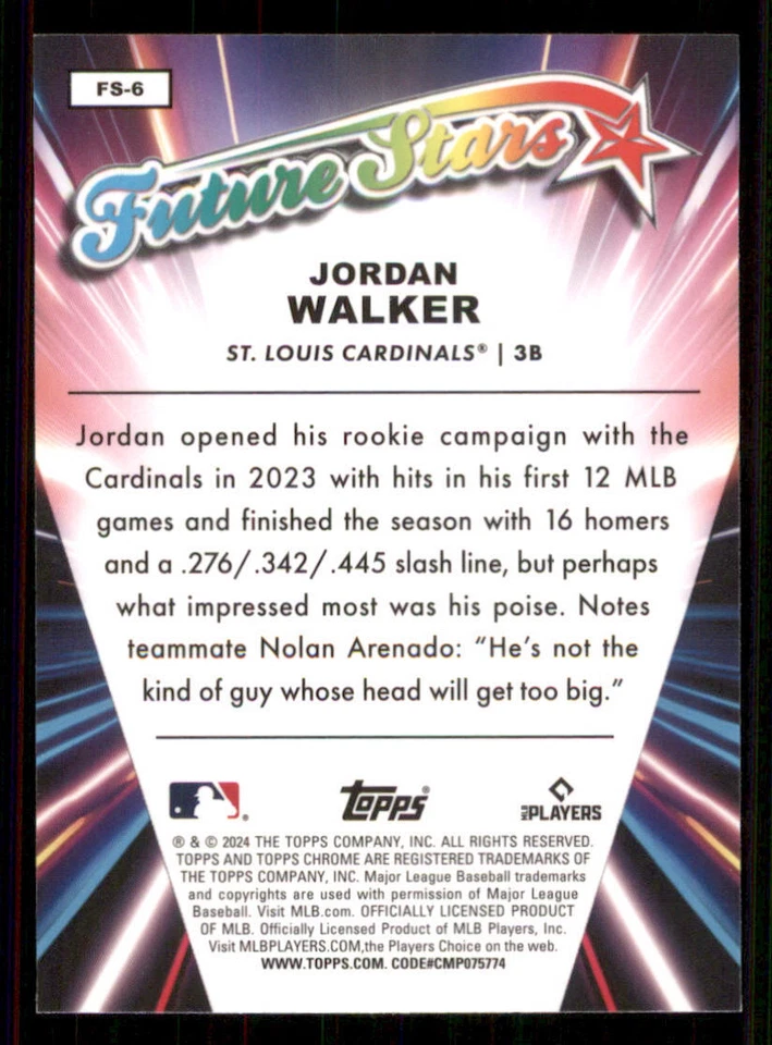 2024 Topps Chrome Future Stars #FS6 Jordan Walker - Image 2 of 2
