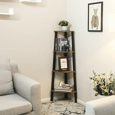 Vintage Corner Shelf 4-Tier Bookcase Storage Rack Plant Stand for Home