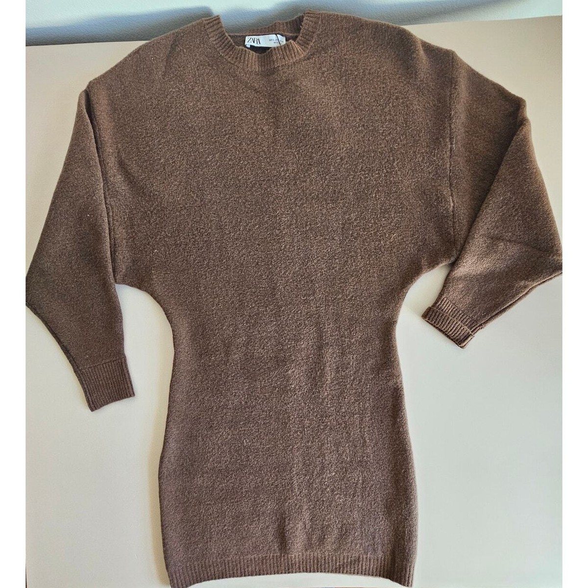 NWT ZARA Women's Wool Blend Brown Knit Sweater Mini Dress S | eBay