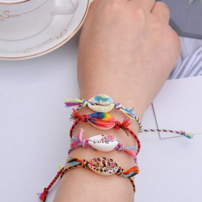 Seashell Charm Bracelet Bohemian Print Rope Braided Bracelets Kids Beach  Jewelry