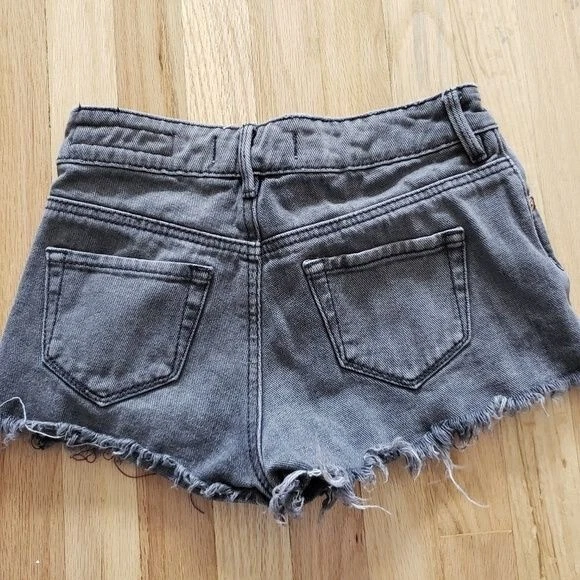 Pantalones Cortos Bullhead High Rise Destroyed Gris Talla 0 Thrashed Boho Festival Foto 4 de 4