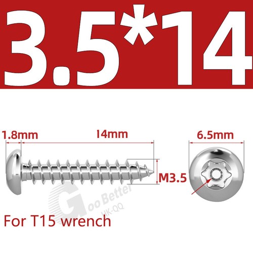 TORX BUTTON HEAD SELF TAPPING SECURITY WOOD SCREWS M2 M2.3 - M6 STAINLESS STEEL - Picture 50 of 90