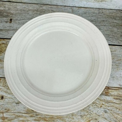 Mikasa SWIRL WHITE Solid Embossed Rings Stoneware Rim Lunch Salad Plates Set 4 - Picture 2 of 12