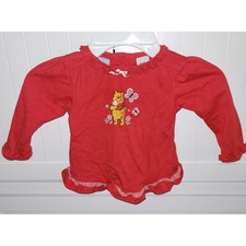 Disney Winnie The Pooh Girl's Shirt 6/9M Embroidered Butterflies character y2k