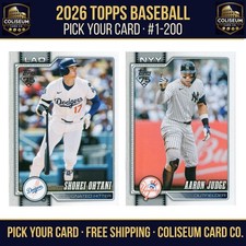 2026 Topps Series 1 Baseball BASE 1-200 You Pick - 2 Card Minimum