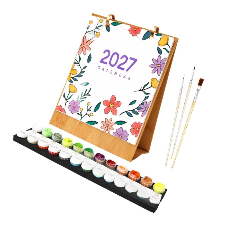 DIY 2027 Desk Calendar for Number-Guided Painting and Date Reference ...