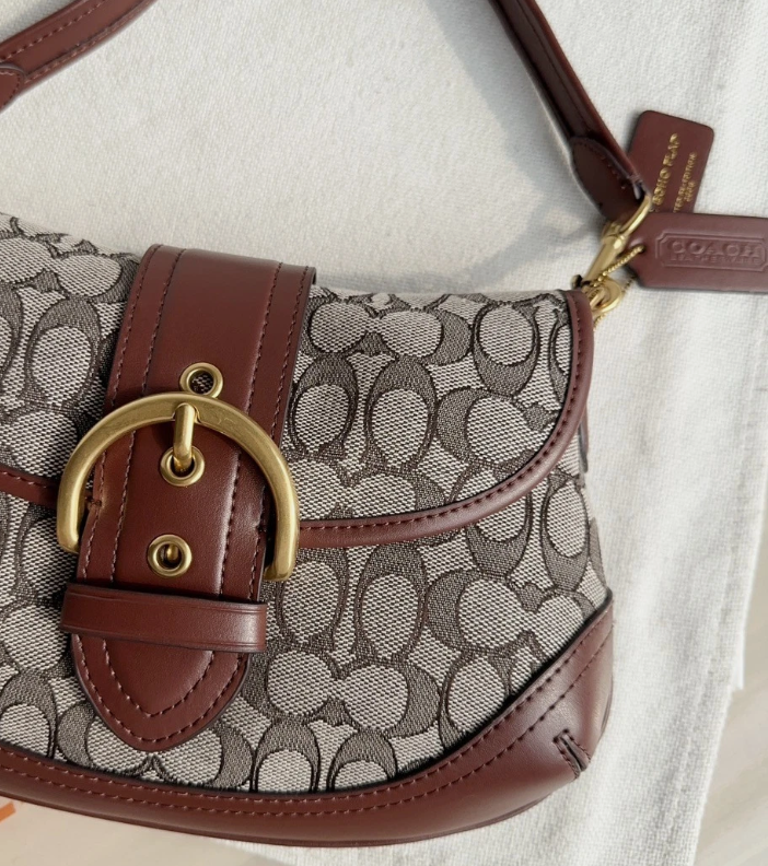 COACH Soho Bag Signature Jacquard Shoulder Bag CJ814 Brown Outlet