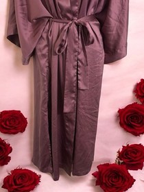 Victoria's Secret Satin Kimono Robe Size M/L Dusty Rose Soft Sexy Calf Length 