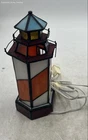Vintage Decorative Tiffany Style Stained Glass Electric Lighthouse Accent Lamp