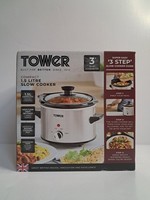 Tower Compact 1.5L Slow Cooker Stainless Steel, 3 Settings, Keep Warm