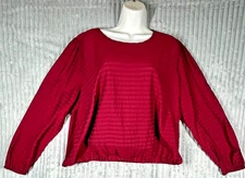 Loft Plus Long Sleeve Open Back Blouse Womens 16 Burgundy Flowy Office Night Out