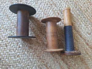 Antique Wooden Sewing Spool's, Brown Empty Spools Pre-1930 Original Wood.