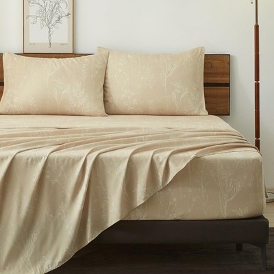 Beige Sheets Full,Deep Pocket Sheets, 1800 Thread Count Pattrn Bed Sheets Sof...