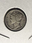 1943 Mercury Dime Silver 90% No Mint Mark WWII US Coin
