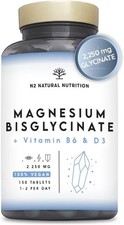 Magnesium Bisglycinate 2250mgt, 450mg Elemental Magnesium, Vitamin D3 + B6 - 150 0.37 per thousand milligrams