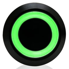 22mm Momentary Black Anodized Buttons /LED Blue or GN Ring Johnny Law Motors