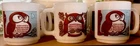 Glasbake Milk Glass Owl Mug Heat Resist 12 oz Set 6 Owl Graphic Both Sides