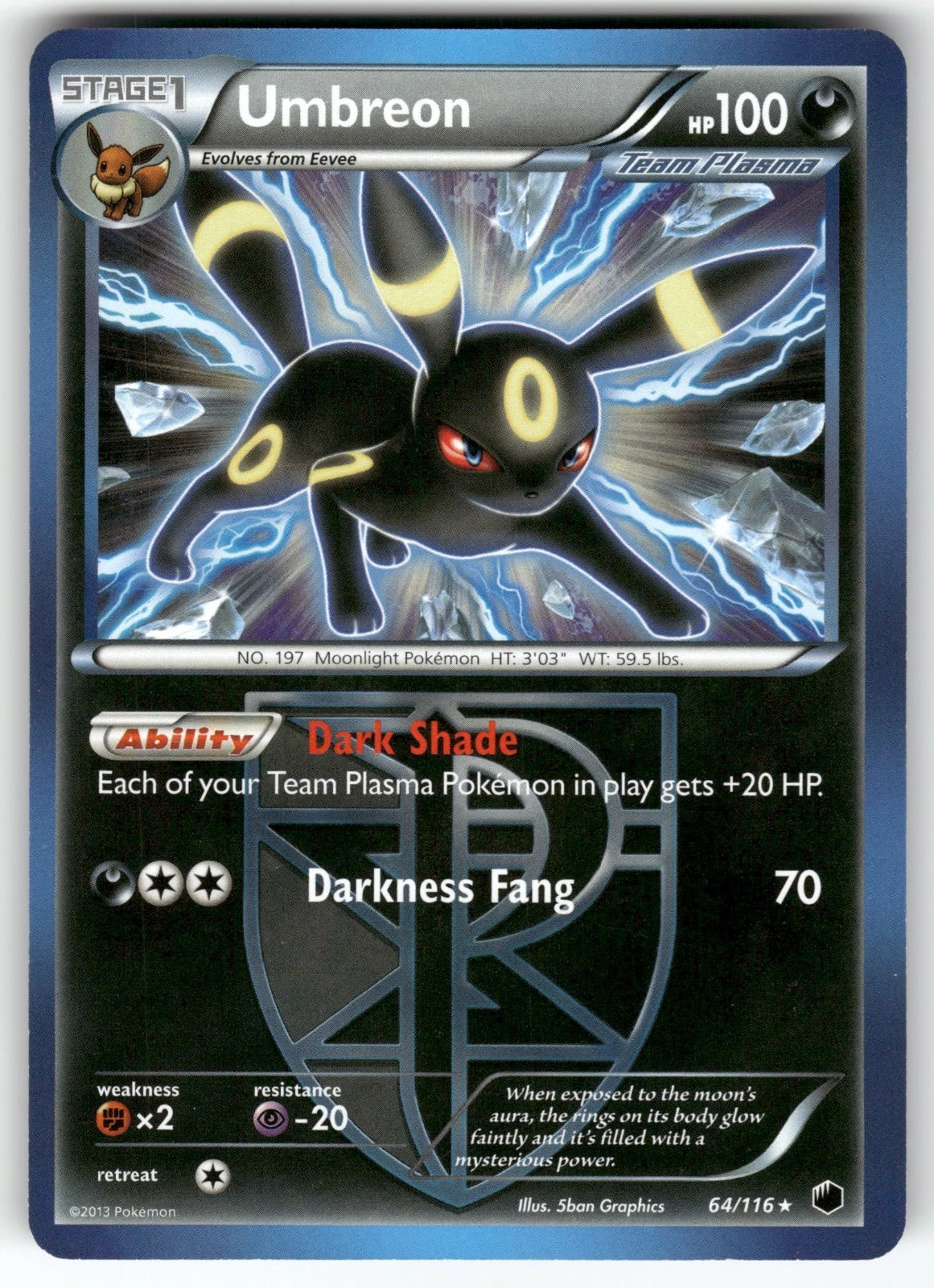 Pokémon Umbreon 64/116 Plasma Freeze Team Plasma Rare NON-HOLO Pokemon TCG LP+