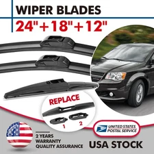 Set of 24" 18" 12" Front&Rear Windshield Wiper Blades For 2019-22 Dodge Journey