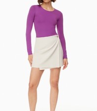 Babaton Aritzia Contour Crew Longsleeve Bodysuit Size Small Magenta Thong Cut
