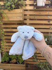 Little Jellycat Blue Bear Trim Blankie Baby Comforter Plush Soother Retired