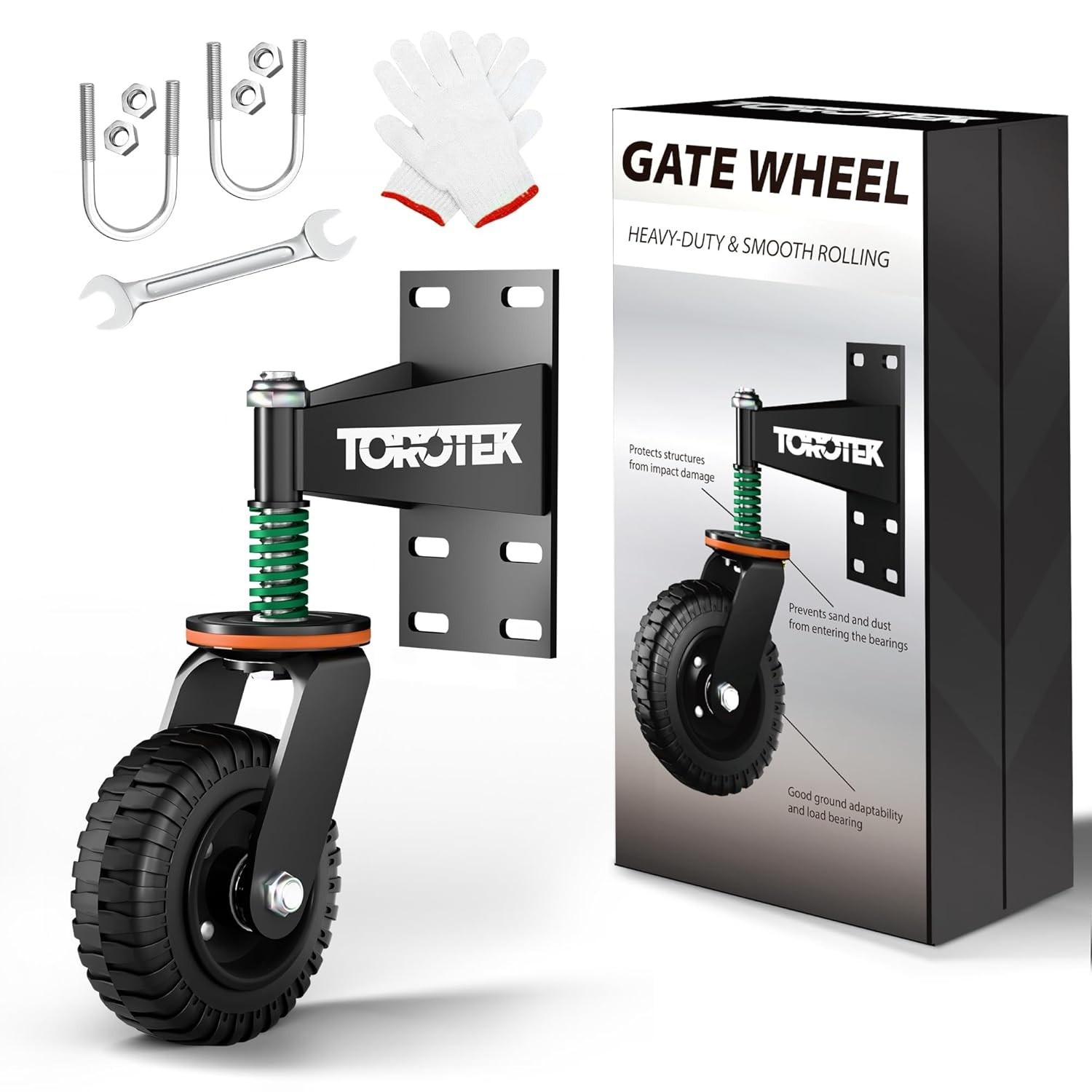 6Inch Gate Wheel, 500Lb Capacity Heavy Duty Gate Wheel, 360° Rotation Spring Loa