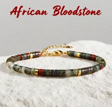 Natural African Bloodstone Dainty Bracelet Reiki Healing Crystal Gemstone Gifts