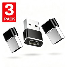 3 PACK USB to USB C Adapter Type-C Female to A Male OTG Converter Car Charger