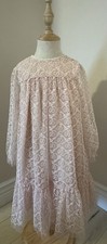 Gucci Girls GG Lace Dress Pink Long Sleeve Tulle Overlay Size 36M