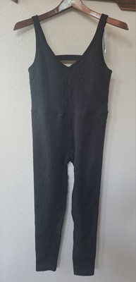 NWT Joy Lab Black Cropped Textured Bodysuit Tank Cross Back Stretch Size M