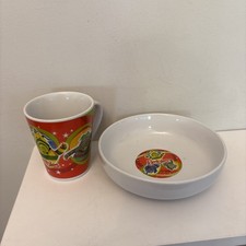 Vintage Ceramic  Fimbles CBeebies 2002 Childrens Ceramic Breakfast Bowl Mug Set