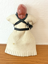 Vintage Native American Indian Baby In Cream Leather, 3 inches