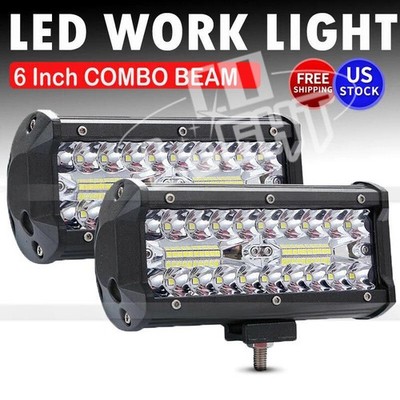 6'' inch 1200W LED Pods Light Bar Spot Flood Truck Offroad 4WD SUV Driving Fog
