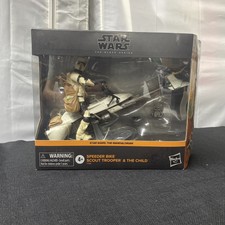 Star Wars Mandalorian Black Series Speeder Bike Scout Trooper & The Child NIB