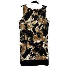 Neutral Tank Dress Brown 16 Work Earthy Chic Classic Preppy Retro Mod Abstract