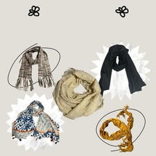 Vintage Scarf Lot 5 Scarfs Winter Cozy