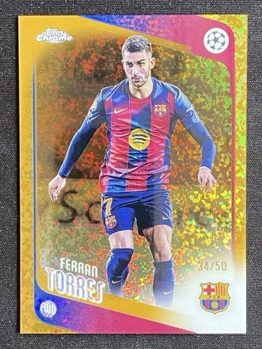 Ferran Torres 2025-26 Topps Chrome UCC Gold Mini Diamond Refractor Base /50 #138