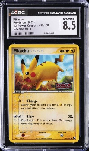2007 POKEMON EX POWER KEEPERS REVERSE HOLO #57 PIKACHU CGC 8.5