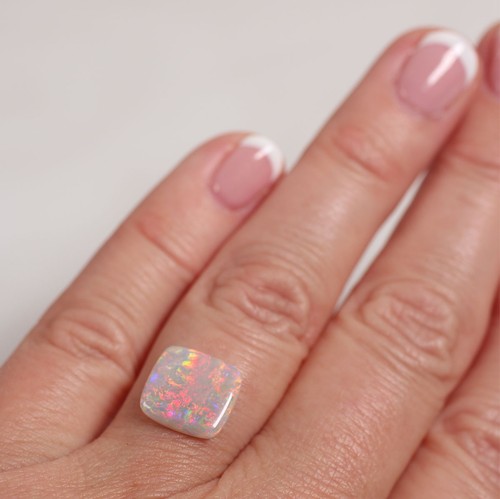 2.33 ct Dark Australian Opal, Natural Solid Opal Polished Cabochon 10.4 x 11 mm - Picture 4 of 10